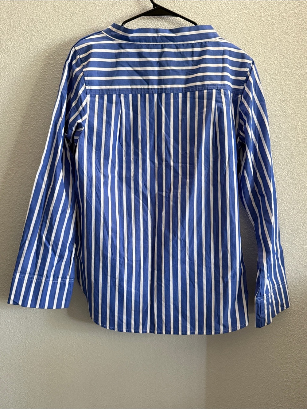 J.Crew NWT Blue & White Striped Button Shoulder Popover Blouse Sz 8 100% Cotton - Picture 2 of 9